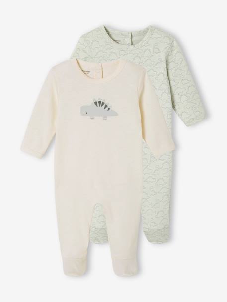 Lot de 2 pyjamas bébé garçon dinosaures vert d'eau - vertbaudet enfant 