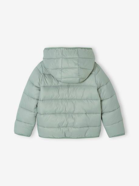 Doudoune fille légère à capuche marine+vert de gris+vieux rose - vertbaudet enfant 