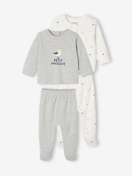 Set van 2 babypyjama's, 2-delig gemêleerd grijs - vertbaudet enfant 