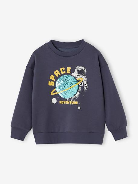 Sweat à sequins réversibles garçon bleu ardoise - vertbaudet enfant 