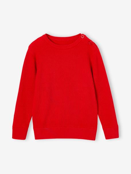 Pull garçon en maille bleu ardoise+rouge - vertbaudet enfant 