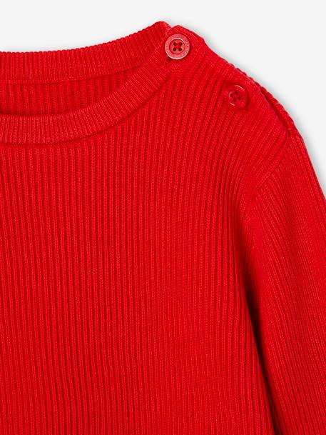 Pull garçon en maille bleu ardoise+rouge - vertbaudet enfant 