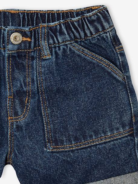 Meisjesshort van jeanstof Basics lichtblauw+middenblauw+ongewassen denim - vertbaudet enfant 