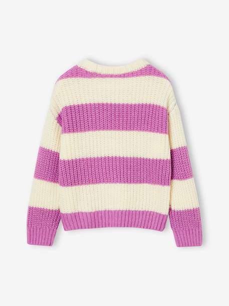 Pull à larges rayures fille écru - vertbaudet enfant 