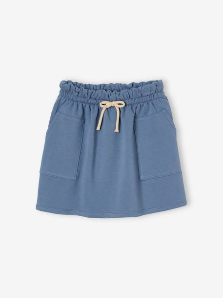 Jupe en molleton fille bleu chambray+rayé vert+rouge - vertbaudet enfant 