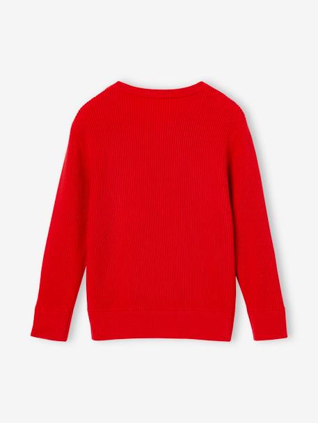 Pull garçon en maille bleu ardoise+rouge - vertbaudet enfant 
