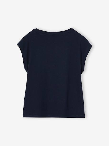 Effen Basics meisjesshirt met korte mouwen ecru+koraal+marineblauw+snoepjesroze - vertbaudet enfant 
