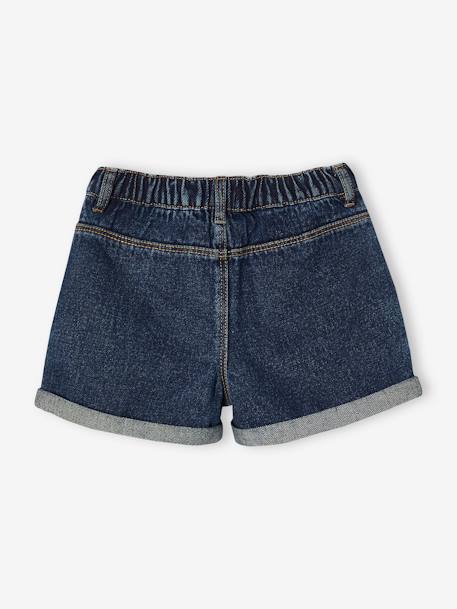 Short en jean fille bleu clair+bleu moyen+denim brut - vertbaudet enfant 