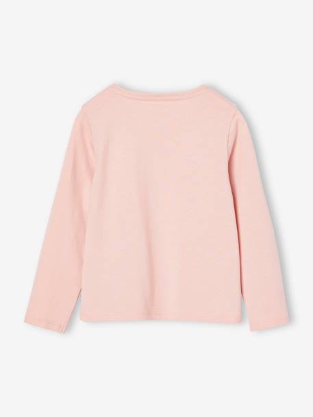 T-shirt fille coeur pailleté manches longues anthracite+écru+rose poudré+vert émeraude - vertbaudet enfant 