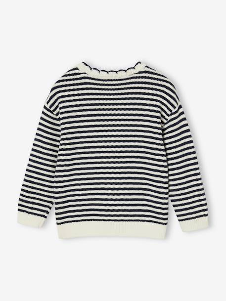Pull fille à rayures bleu grisé+marine - vertbaudet enfant 