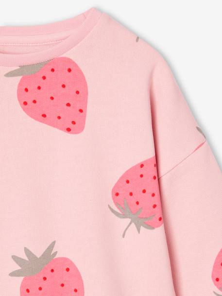 Sweat fille motifs fantaisie beige imprimé+blanc imprimé+rose+vanille - vertbaudet enfant 