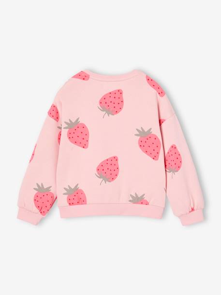 Sweat fille motifs fantaisie beige imprimé+blanc imprimé+rose+vanille - vertbaudet enfant 