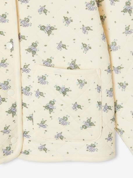 Meisjesset gewatteerd jack met bloemenprint + jurk paars+rozen - vertbaudet enfant 