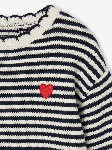 Pull fille à rayures bleu grisé+marine - vertbaudet enfant 