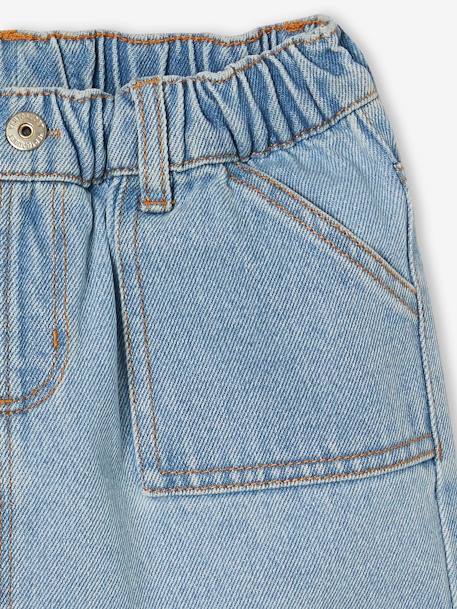 Jupe en jean fille bleu clair+bleu moyen - vertbaudet enfant 