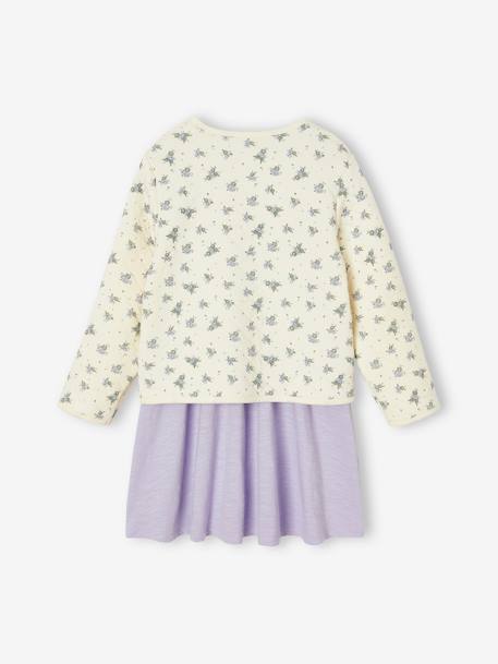 Meisjesset gewatteerd jack met bloemenprint + jurk paars+rozen - vertbaudet enfant 