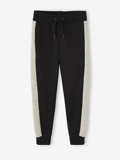 Joggingbroek voor jongens met contrasterende strepen marineblauw+zwart - vertbaudet enfant 