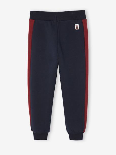 Joggingbroek voor jongens met contrasterende strepen marineblauw+zwart - vertbaudet enfant 