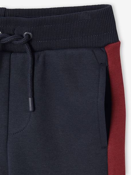 Joggingbroek voor jongens met contrasterende strepen marineblauw+zwart - vertbaudet enfant 
