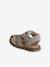Sandales bébé fermées cuir à scratchs bleu jean+sable - vertbaudet enfant 