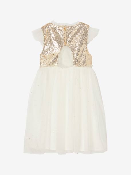 Robe cérémonie en sequins et tulle pailleté fille or - vertbaudet enfant 