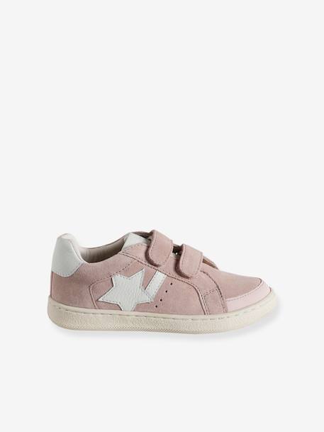 Baskets scratchées cuir enfant collection maternelle blanc+rose pâle - vertbaudet enfant 