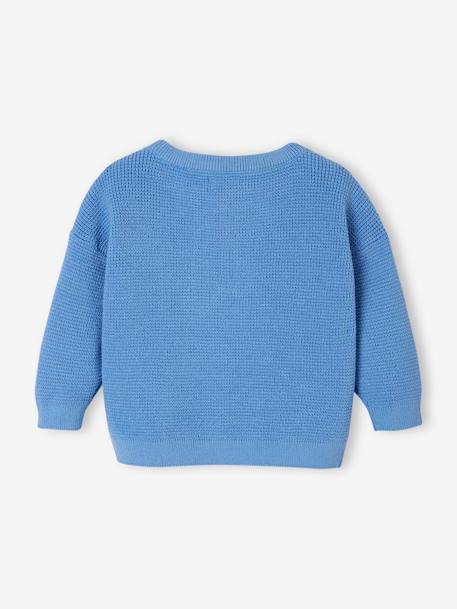 Baby trui in honingraat gebreid met Tunesische hals blauw - vertbaudet enfant 