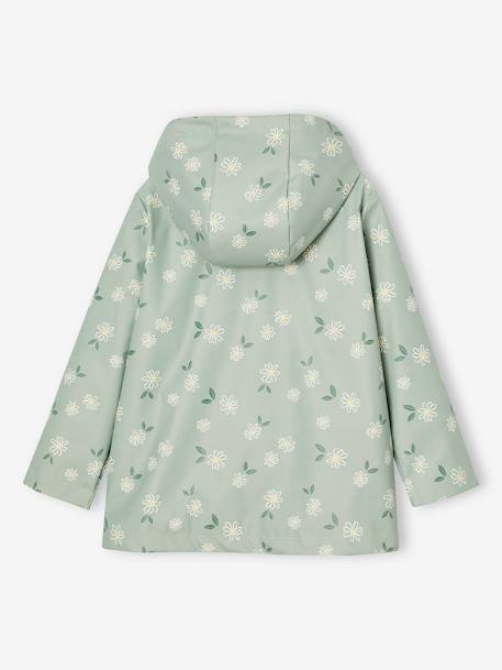 Ciré fille à capuche imprimé vanille+vert de gris - vertbaudet enfant 