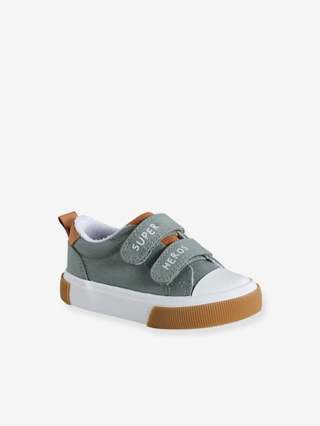 Canvast babysneakers met klittenband beige, bedrukt+kaki+marineblauw+veel beige - vertbaudet enfant 