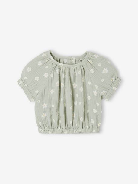 Babyblouse met print groengrijs+vanille - vertbaudet enfant 