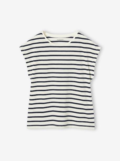 Set van 3 Basics meisjesshirts met korte mouwen grijsblauw+koraal - vertbaudet enfant 