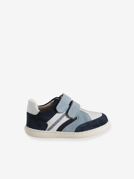 Baskets bébé garçon cuir à scratchs lot bleu - vertbaudet enfant 