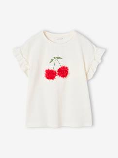 -T-shirt fille motif fantaisie manches courtes volantées