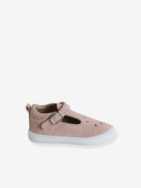 Sandales salomés cuir bébé rose poudré - vertbaudet enfant 