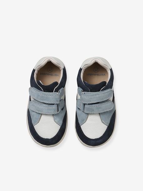Baskets bébé garçon cuir à scratchs lot bleu - vertbaudet enfant 