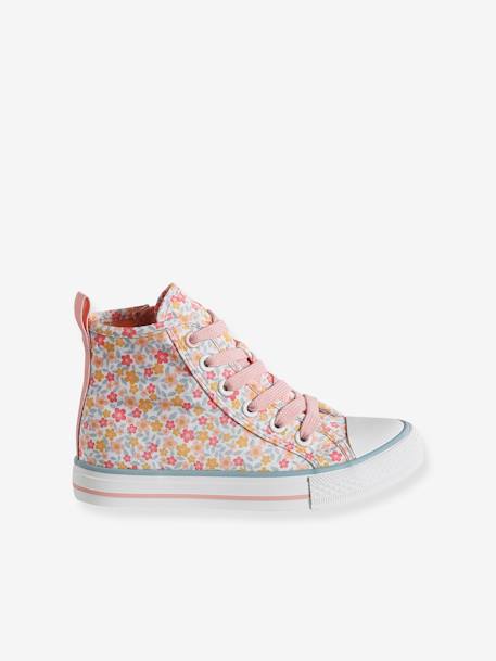 Baskets montantes lacées et zippées enfant collection maternelle blanc imprimé - vertbaudet enfant 