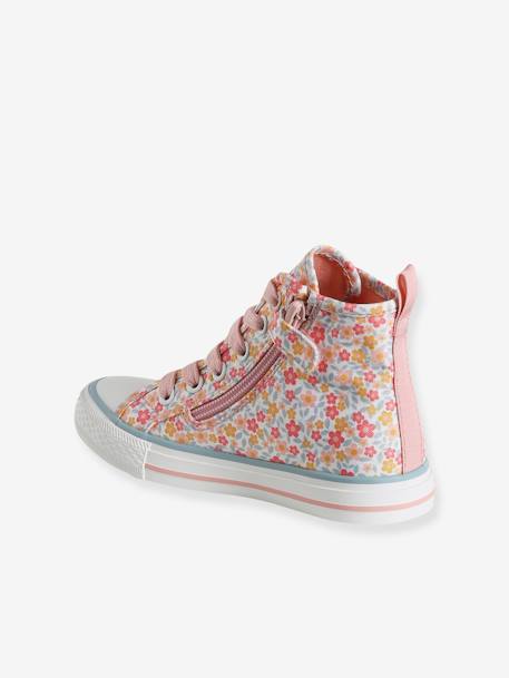 Baskets montantes lacées et zippées enfant collection maternelle blanc imprimé - vertbaudet enfant 