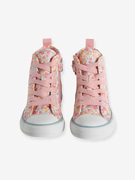 Baskets montantes lacées et zippées enfant collection maternelle blanc imprimé - vertbaudet enfant 