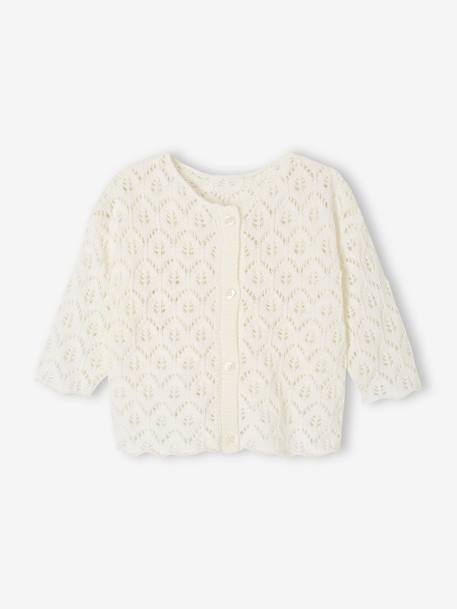 Gilet bébé maille ajourée blanc - vertbaudet enfant 