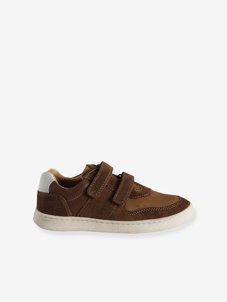 Leren kindersneakers met klittenband bruin - vertbaudet enfant 