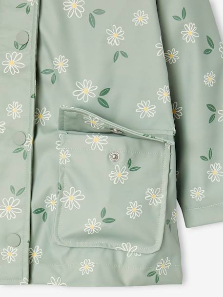 Ciré fille à capuche imprimé vanille+vert de gris - vertbaudet enfant 