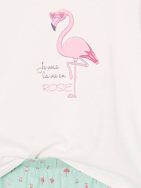 Lot 2 pyjashorts fille 1 motif arc-en-ciel + 1 motif flamant rose turquoise - vertbaudet enfant 