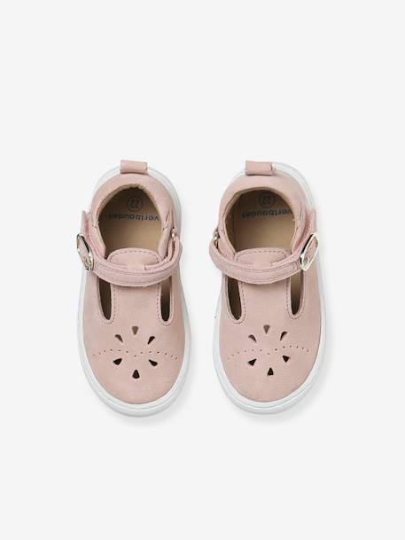 Leren babysandalen roze (poederkleur) - vertbaudet enfant 