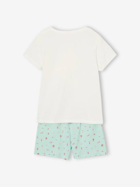Lot 2 pyjashorts fille 1 motif arc-en-ciel + 1 motif flamant rose turquoise - vertbaudet enfant 