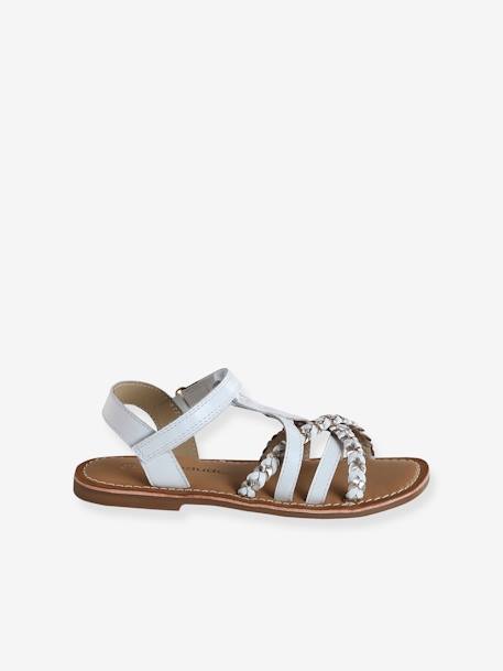 Leren kindersandalen met klittenband veel blauw+wit - vertbaudet enfant 