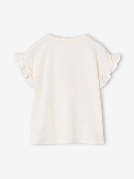 T-shirt fille motif fantaisie manches courtes volantées blanc+bleu ciel+mauve - vertbaudet enfant 