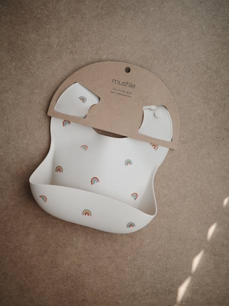 Bavoir avec récupérateur en silicone beige+marine+rouge - vertbaudet enfant 