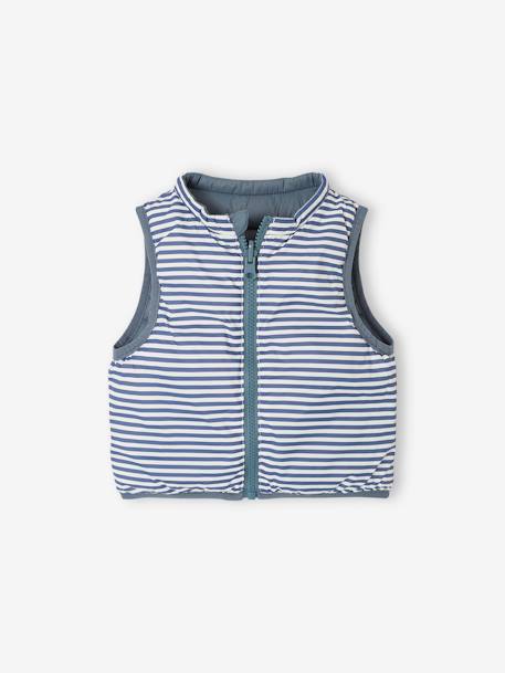 Doudoune bébé garçon sans manches réversible bleu grisé - vertbaudet enfant 