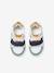 Leren geborstelde babysneakers ecru+marineblauw+veel wit - vertbaudet enfant 