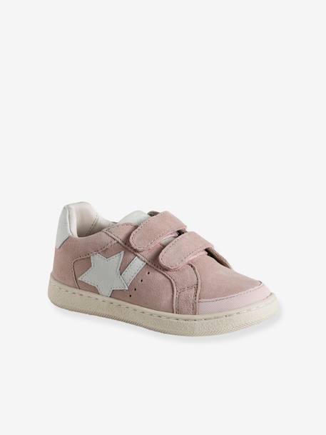Baskets scratchées cuir enfant collection maternelle blanc+rose pâle - vertbaudet enfant 